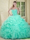 2016 Elegant Apple Green Quinceanera Dresses with Beading and Ruffles