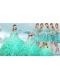 2015 Summer Perfect Ruffles and Beaded Quinceanera Dress and Aqua Blue Short Dama Dresses and Cute Scoop Little Girl Dress