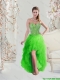 2016 Inexpensive High Low Sweetheart Spring Green Junior Prom Dresses with Beading