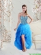 2016 Sophisticated High Low Sweetheart and Beaded Teal Junior Prom Dresses