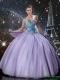2016 Modern Ball Gown Lavender Tulle Quinceanera Dresses with Beading