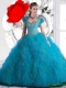 2016 New Style Beading and Ruffles Quinceanera Dresses in Teal