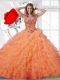 2016 Pretty Beaded Sweetheart Ball Gown Quinceanera Dresses in Orange
