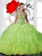2016 Summer Straps Puffy Quinceanera Dresses in Spring Green