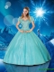 Luxurious 2016 Sweetheart Aqua Blue Sweet 16 Dresses with Beading
