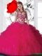 New Style Straps Beading Quinceanera Dresses in Fuchsia for 2016