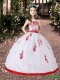 2016 Summer Cheap White and Red Little Girl Pageant Dress with Appliques