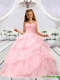 2016 Summer Discount Baby Pink Beaded Decorats Little Girl Pageant Dress with Layers