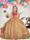Luxurious 2016 Winter Gold Embroidery Little Girl Pageant Dress with Ruffles