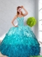 2016 Modest Multi Color Quinceanera Gown with Ruffles and Beading