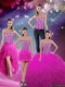 Cheap Detachable Sweetheart Ball Gown Beaded and Ruffles Quinceanera Dresses in Fuchsia