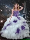 Exquisite Sweetheart Beaded Quinceanera Dresses in White and Purple for 2016 Spring