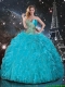 2016 Elegant Sweetheart Aqua Blue Quinceanera Dresses with Beading