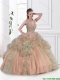 2015 Latest Straps Beaded Quinceanera Dresses in Multi Color