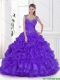 2016 New Arrival Beading and Ruffles Sweet 15 Dresses in Eggplant Purple