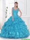 2016 Wonderful Beading and Ruffles Aqua Blue Sweet Fifteen Dresses