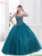 Latest 2015 Strapless Beaded Quinceanera Gowns in Tulle