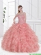 Luxurious Ruffles and Beaded Quinceanera Gowns in Watermelon