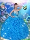 Popular Sweetheart Beaded and Ruffles Quinceanera Gowns in Blue for 2016