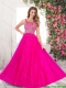 2016 Best Selling Spring A Line Scoop Tulle Prom Dresses in Hot Pink