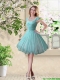 2016 Decent Spring Short Straps Knee Length Bridesmaid Dresses in Turquoise