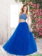 2016 Perfect Spring A Line Bateau Blue Prom Gowns with Beading