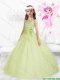 Beautiful 2016 Straps Beaded Mini Quinceanera Dresses in Yellow Green