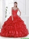 Exquisite Beading and Ruffles Quinceanera Dresses in Red for 2016