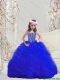 Fitting Beaded and Ruffles Royal Blue Mini Quinceanera Dresses with Spaghetti