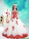 Lovely Beaded and Appliques Mini Quinceanera Dresses in White and Red