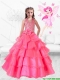 Perfect Hand Made Flowers Rose Pink Mini Quinceanera Dresses with Halter Top