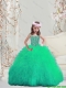 Sweet Spaghetti Apple Green Mini Quinceanera Dresses with Beading and Ruffles