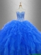Beautiful Beaded and Ruffles 2016 Sweet 16 Gowns in Blue