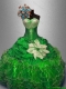 Beautiful Green Quinceanera Dresses with Sequins and Ruffles