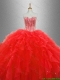 Beautiful Red Sweet 16 Dresses with Beading and Ruffles