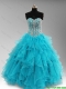 Discount Beaded and Ruffles Quinceanera Dresses in Aqua Blue