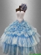 Discount Strapless Beaded Quinceanera Gowns with Ruffled Layer