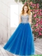 2016 Fashionable V Neck Floor Length Prom Dresses with Beading