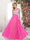Classical One Shoulder Hot Pink Prom Dresses with Beading