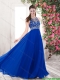 Exclusive Empire Blue Prom Dresses with Brush Train