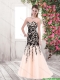 Fashionable Appliques Brush Train Prom Dresses in Multi Color