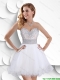 Latest A Line Beaded White Prom Dresses with Mini Length