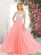 Latest One Shoulder Watermelon Prom Dresses with Criss Cross
