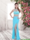 Luxurious Column High Neck Prom Dresses with Beading and Lace  Luxurious Column High Neck Prom Dresses with Beading and Lace