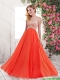 Luxurious Empire One Shoulder Prom Dresses in Orange Red