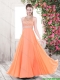 Orange Brush Train New Arrivals Prom Dresses with Beading