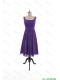 Cheap 2016 Fall Perfect Square Short Prom Dresses with Belt in Purple