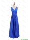 cheap 2016 Winter New Empire V Neck Blue Prom Dresses with Beading