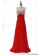 Cheap Exquisite 2016 Winter Beading Red Prom Dresses with Sweep Train