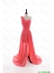 Cheap Gorgeous Column One Shoulder Watermelon Prom Dresses with Ruching